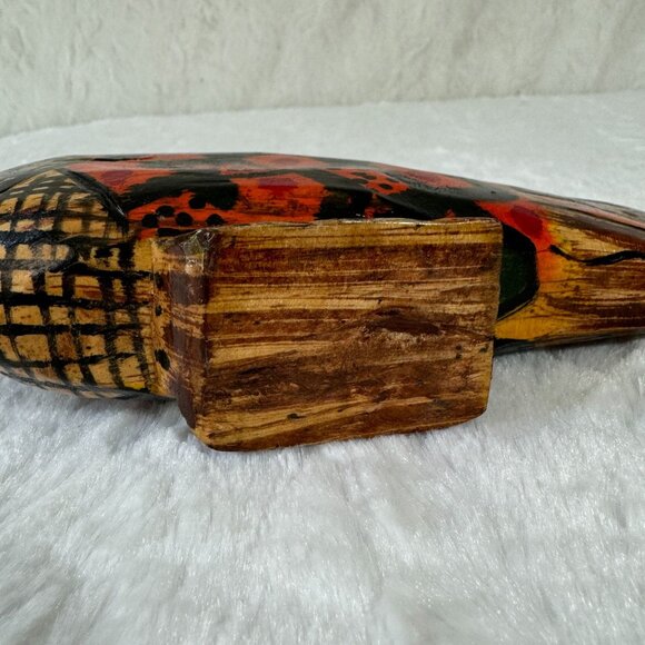 Hand-Carved Wooden Fish Sculpture Quirky Painted Tropical Decor Piece Folk Art - Picture 5 of 9